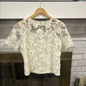 Laundry By Shelli Segal White Floral Lace Blouse